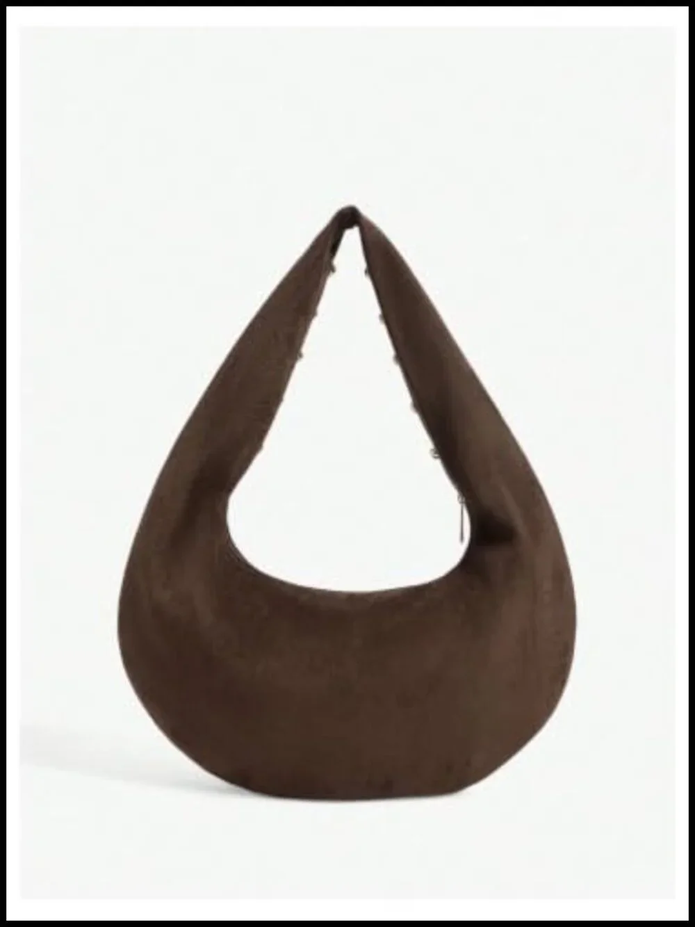 Suede Crescent Hobo Bag with Zipper Closure Top Handle Shoulder Purse